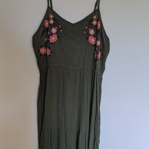 Olive layered maxi dress